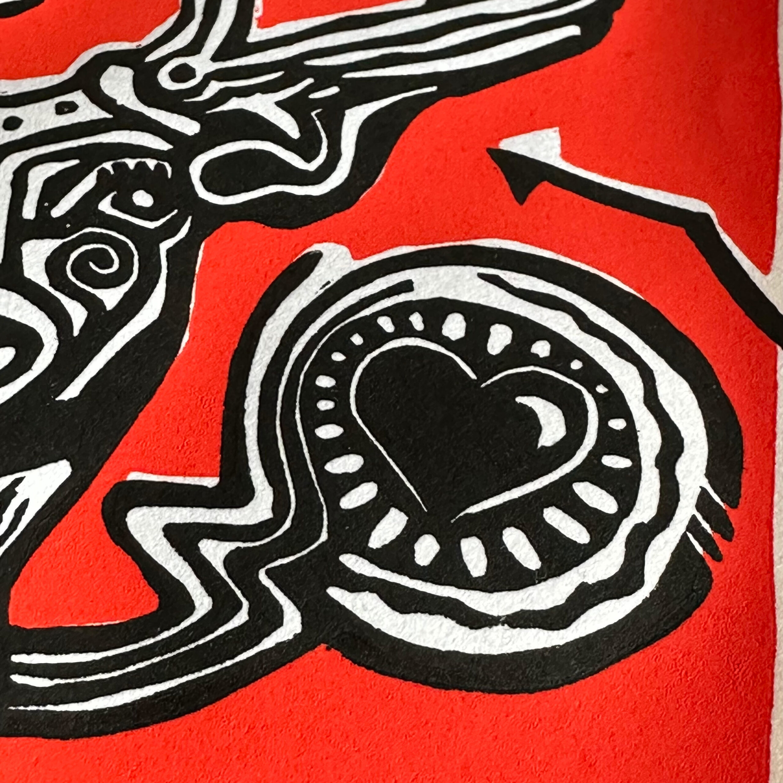 detail deer lino print