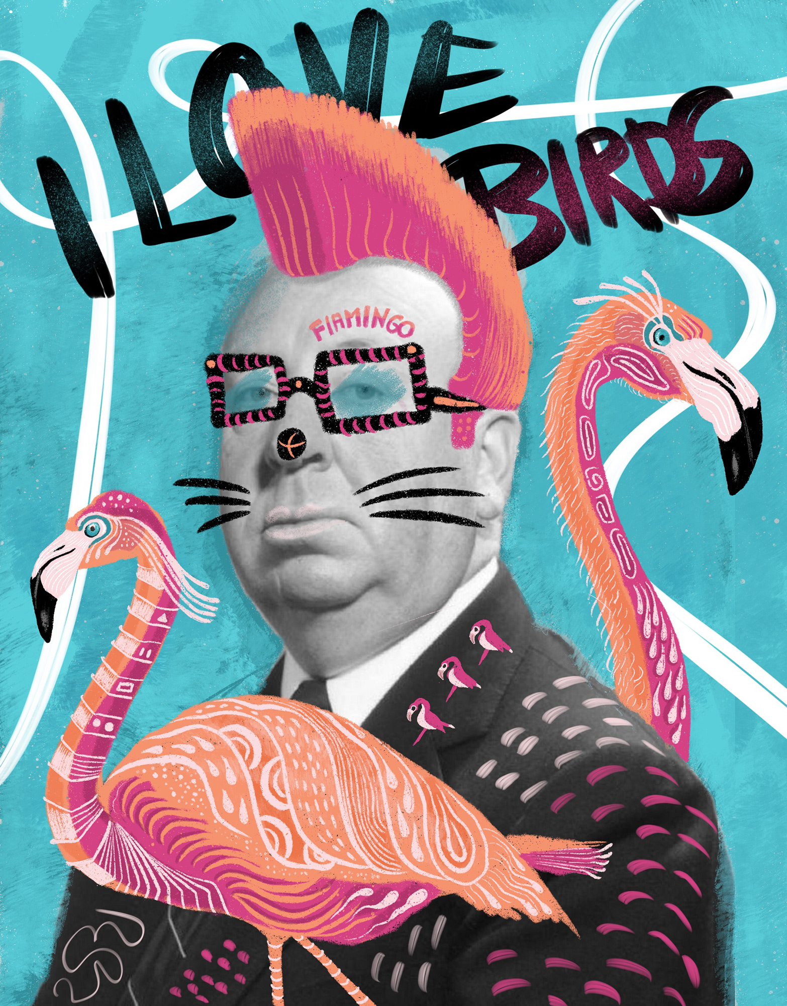 Hitch and the flamingos