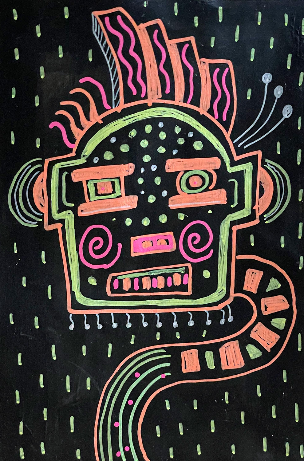 robot paperbag closeup