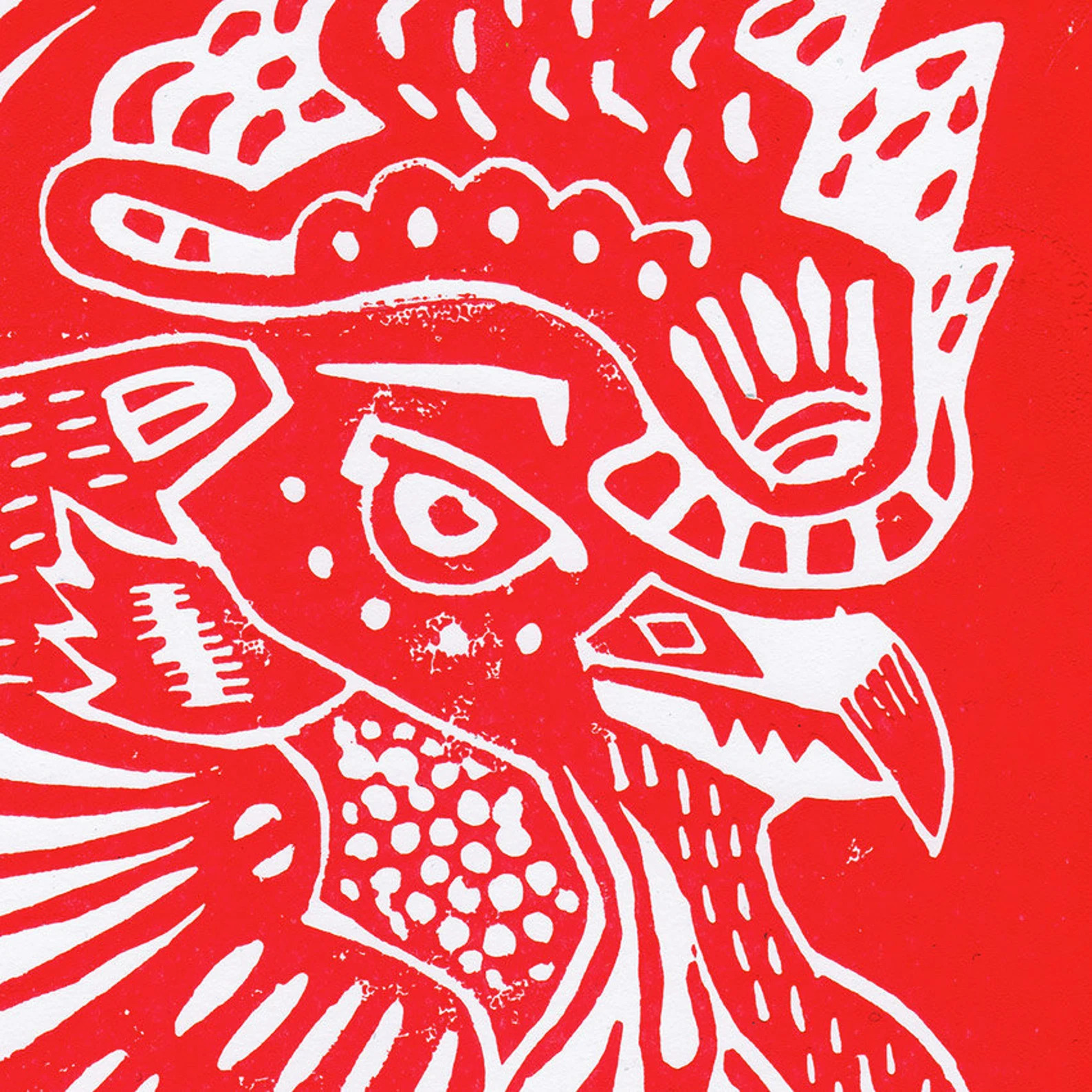 rooster_linoprint_detail