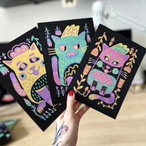 marker art illustration cats