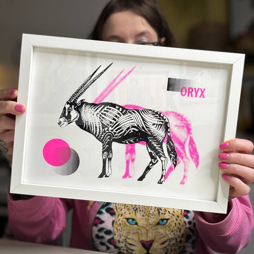 8 me holding my antelope screen print