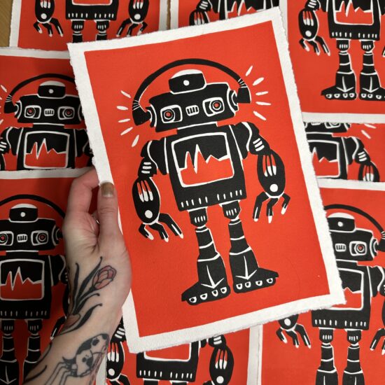robot rollerblads print