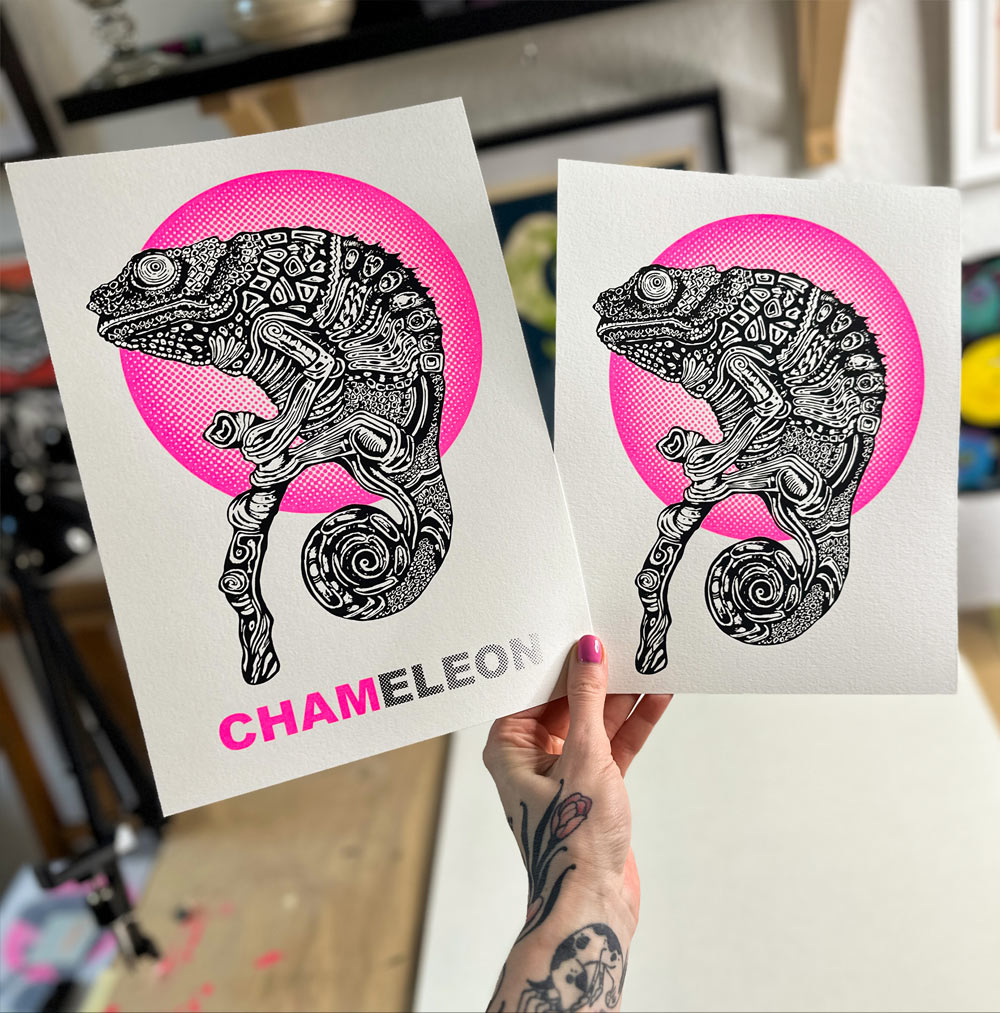 final chameleon print with text and without